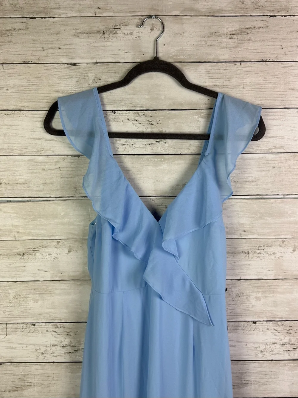 Lulus Charming Event Light Blue Asymmetrical Ruffled Maxi Dress Size Medium